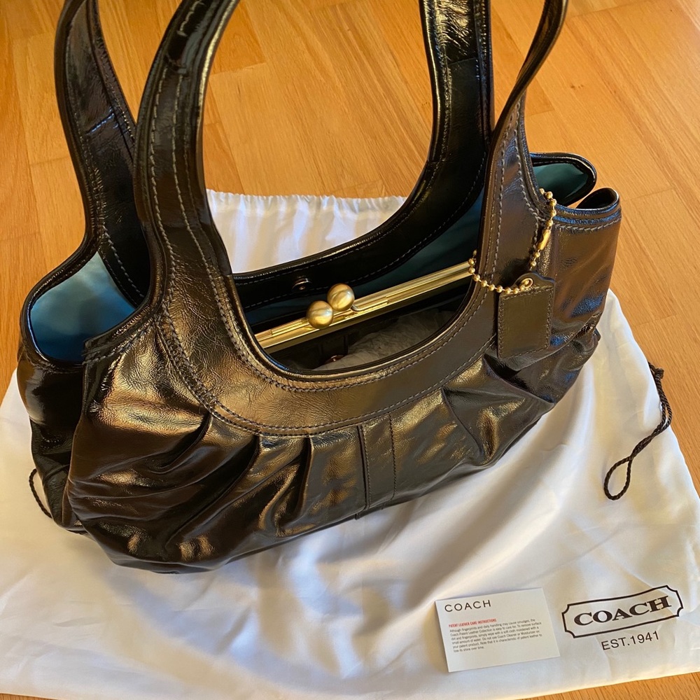 Coach patent leather tote purse.